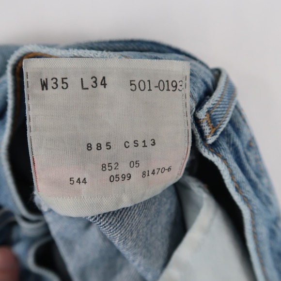 Vintage Levis 501 Jeans Mens 35x34 Blue Straight Leg Button Fly Made In USA - Picture 14 of 16